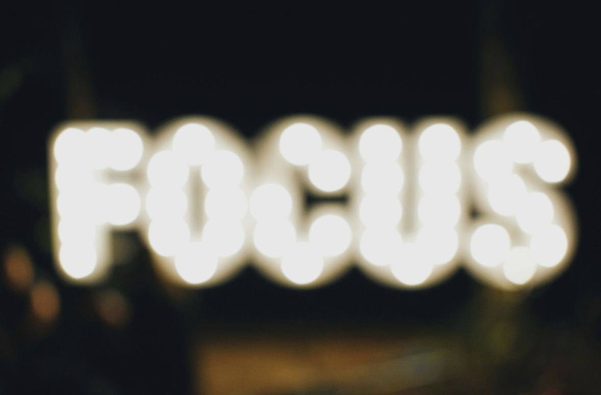 The Word Focus Spelled In Blurry Lights